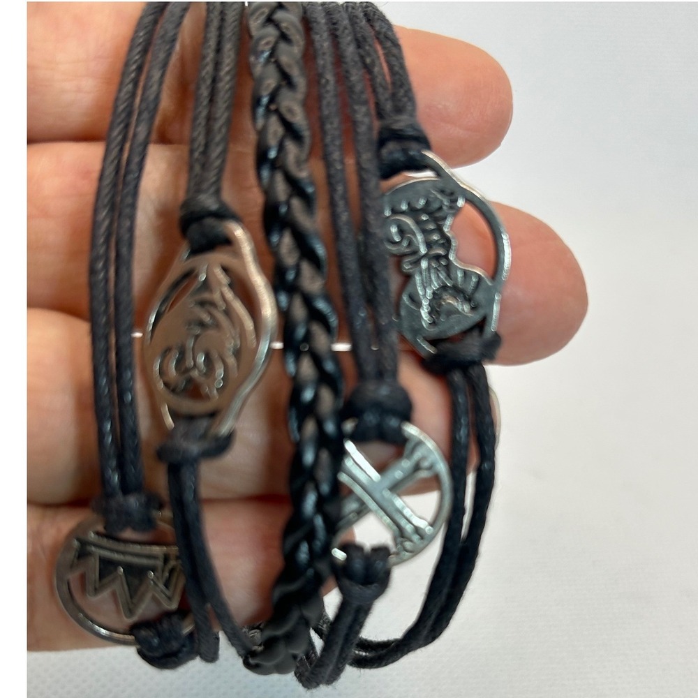 Disney Descendants Bracelet Black Multi-Strand Faux‎ Leather Unisex Charms